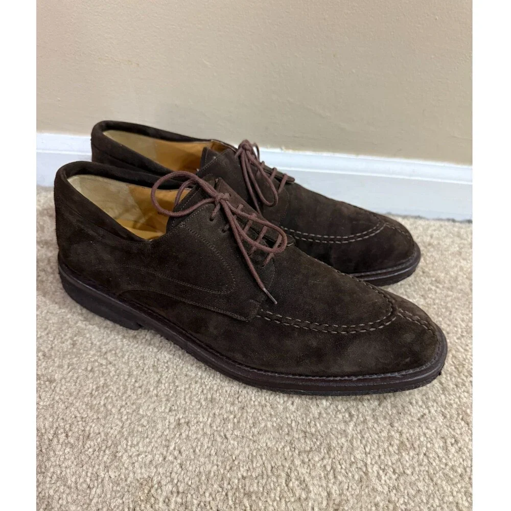 Mezlan Mens 10 Brown Suede Leather Split Toe Derby Oxford Dress Shoes Made Spain
